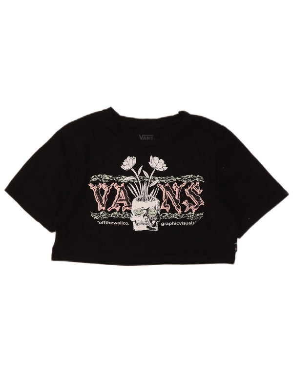 Vans Damen Crop Graphic T-Shirt Top UK 12 Mittelschwarze Baumwolle
