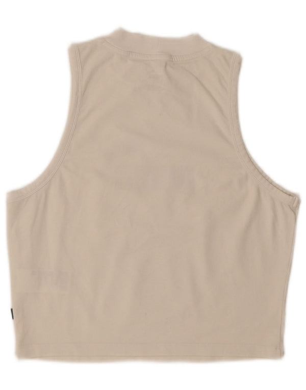 Puma Womens Crop Graphic Vest Top UK 14 Large Off White Cotton