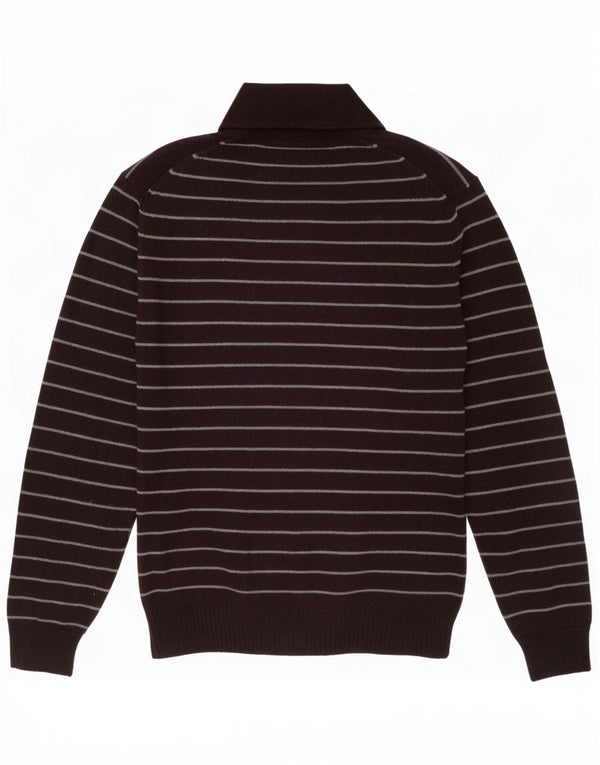 Marks & Spencer Herren-Pullover mit Rollkragen, groß, burgunderrot, gestreift, Wolle
