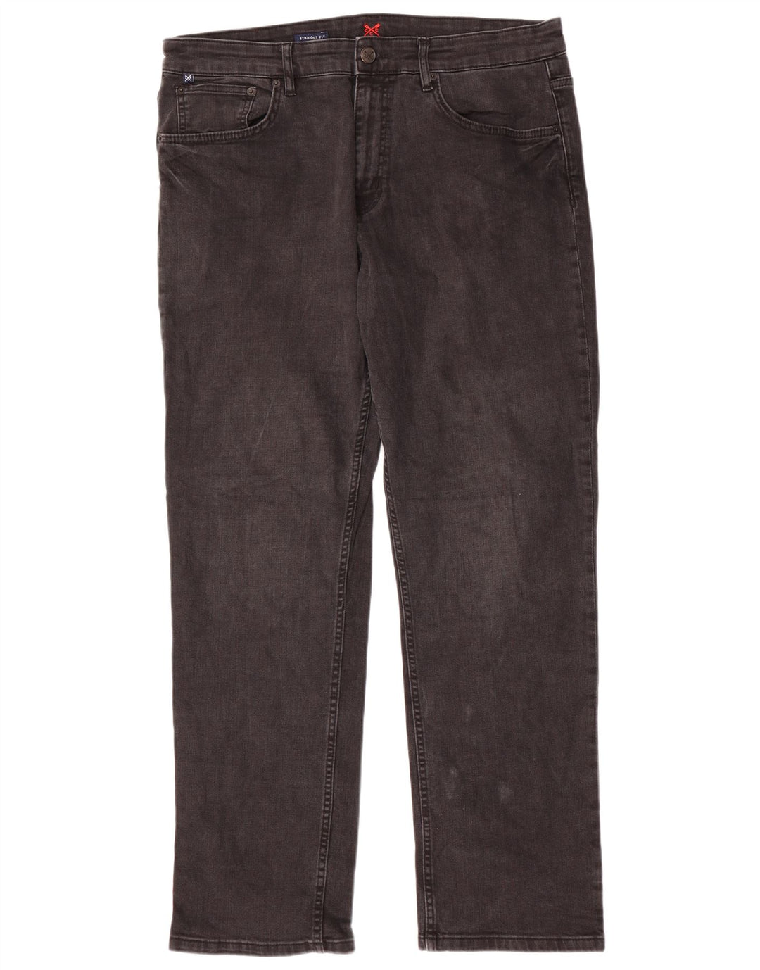 Crew Clothing Herren Straight Jeans W38 L32 Graue Baumwolle