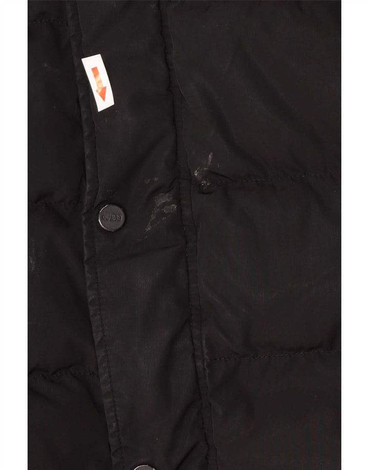 Guess Herren-Jacke mit Kapuze, gepolstert, UK 40, Größe L, Schwarz, Polyester