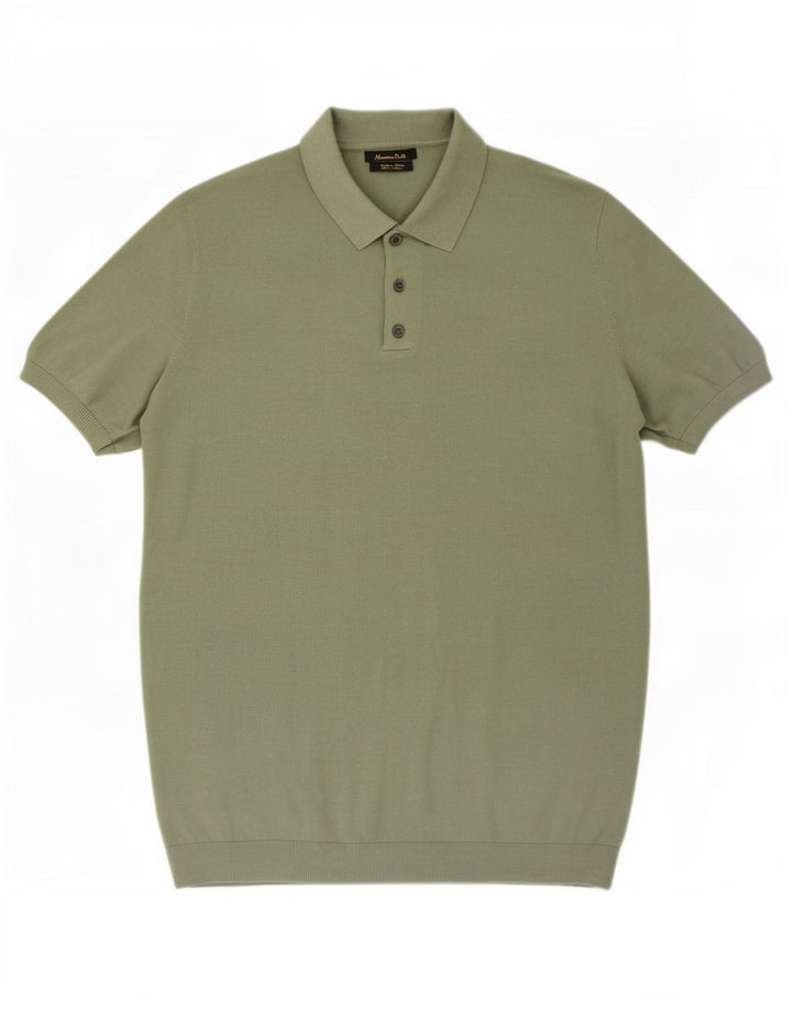 Massimo Dutti Herren-Poloshirt, große grüne Baumwolle