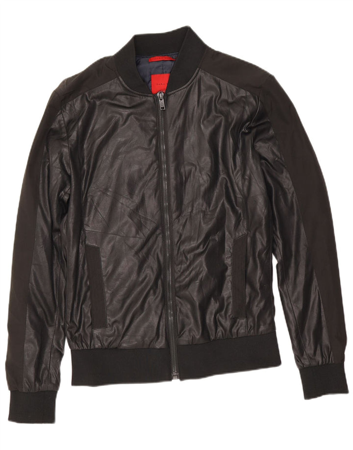 Zara Herren Bomberjacke UK 38 Medium Schwarz Polyester
