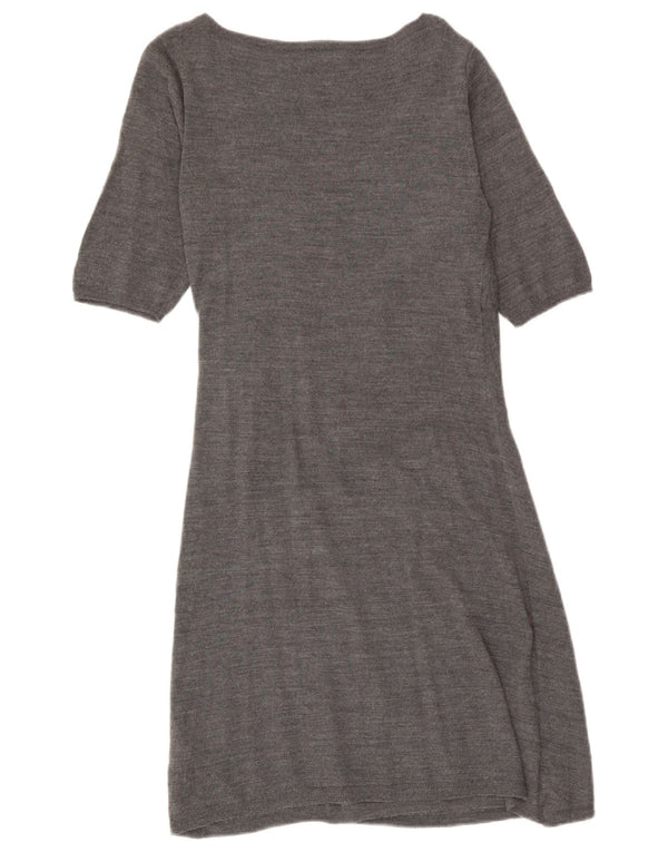 Phase Eight Damen-Pulloverkleid mit kurzen Ärmeln, vorne gebunden, UK 12, Mittelgrau