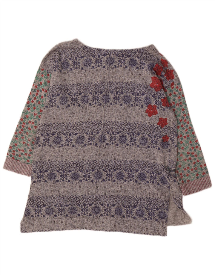 WHITE STUFF Damen-Pullover mit grafischem U-Boot-Ausschnitt, Gr. 10, Größe S, Grau