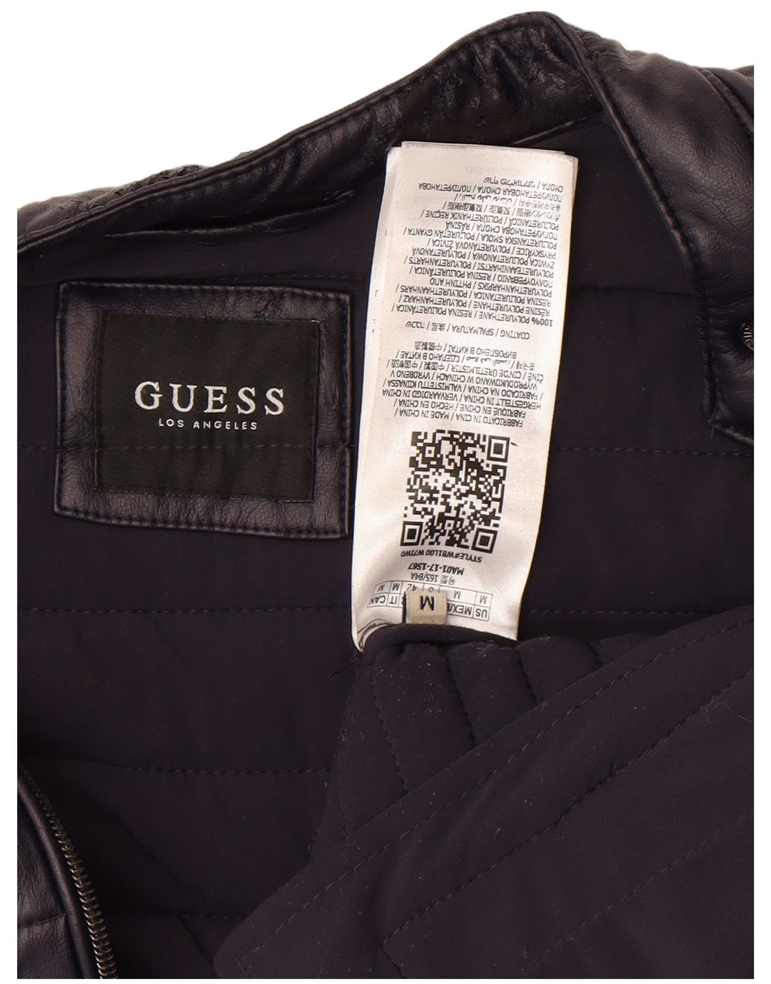 GUESS Damen Wattierte Jacke UK 14 Medium Marineblau Polyurethan