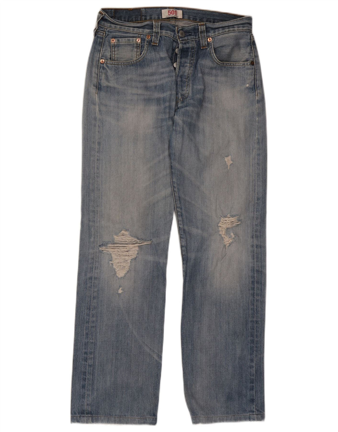 Levi's Herren 501 Distressed Straight Jeans W30 L29 Blaue Baumwolle