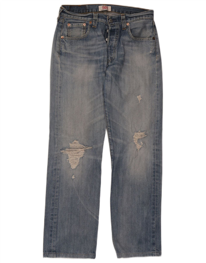 Levi's Herren 501 Distressed Straight Jeans W30 L29 Blaue Baumwolle