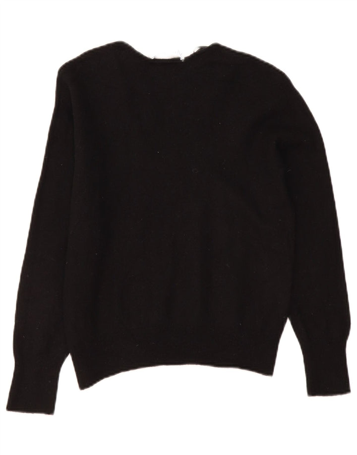 Zara Damen-Pullover mit V-Ausschnitt, Gr. 10, Größe S, schwarze Wolle