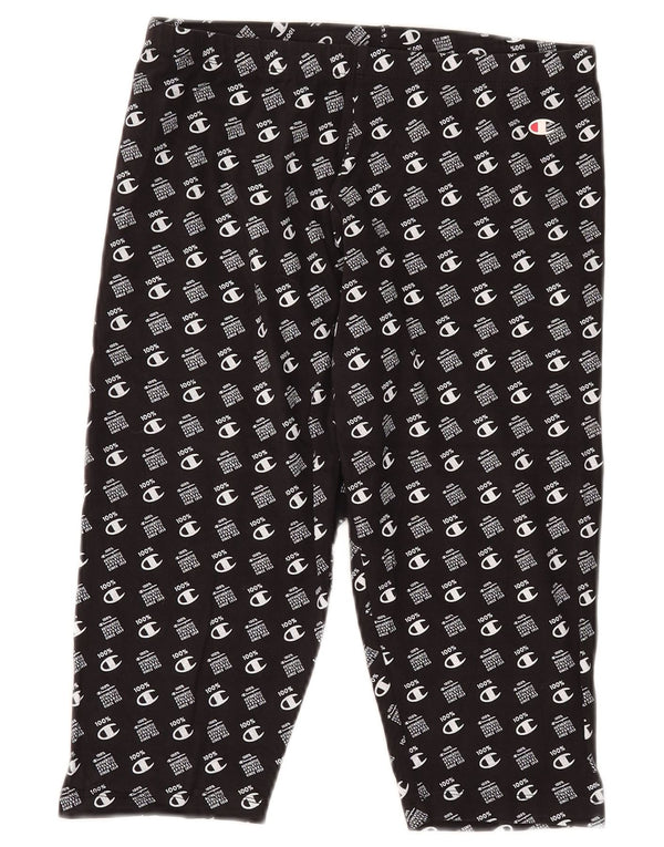 Champion Capri-Leggings mit Grafik für Damen, UK 14, Größe L, Schwarz, Baumwolle