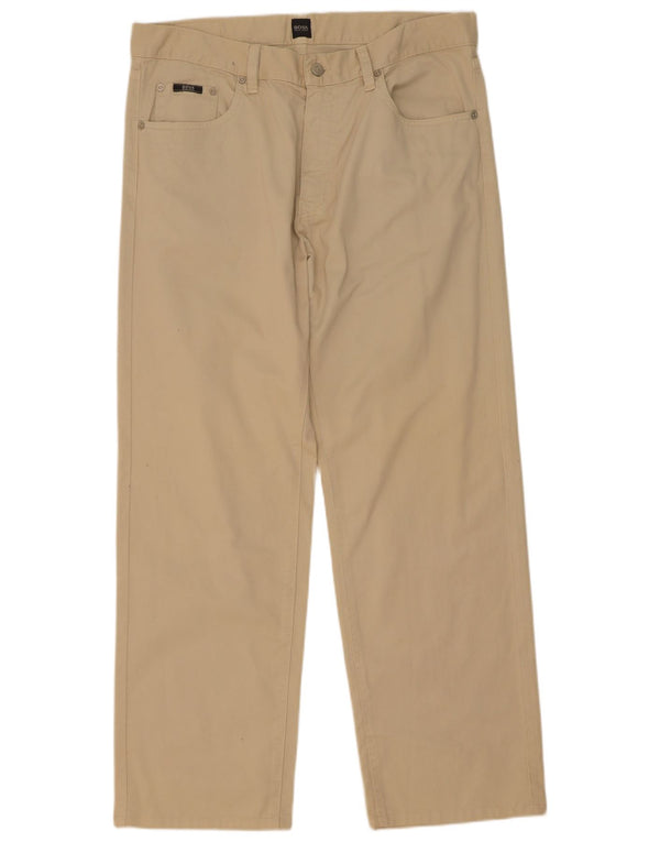 Hugo Boss Herren gerade Freizeithose W36 L32 Beige Baumwolle