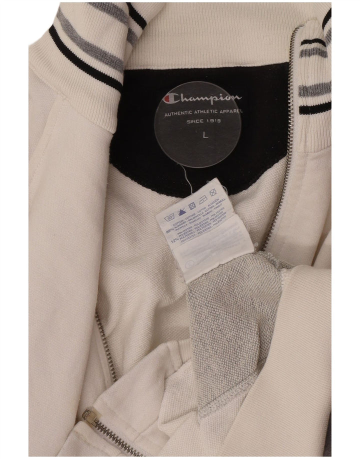 Champion Damen-Trainingsanzugoberteil, UK-Größe 46, Größe L, Weiß, Colourblock-Baumwolle