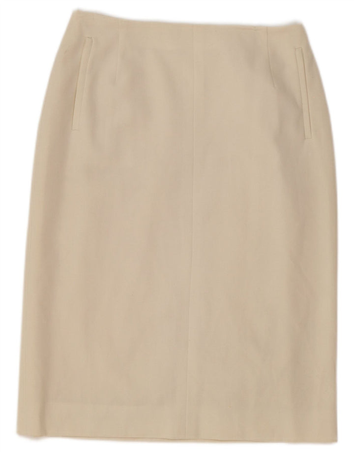 Gianfranco Ferre Damen Bleistiftrock UK 10 Small W27 Off White Polyester