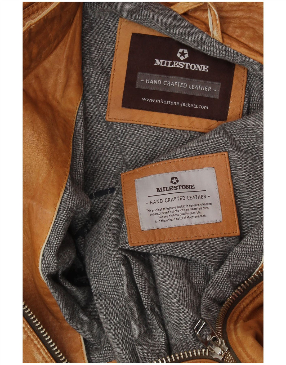 MILESTONE Herren Lederjacke UK 40 Large Beige Leder