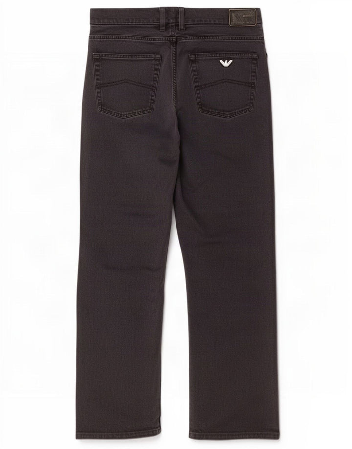 Armani Herren Straight Jeans W36 L30 Schwarze Baumwolle