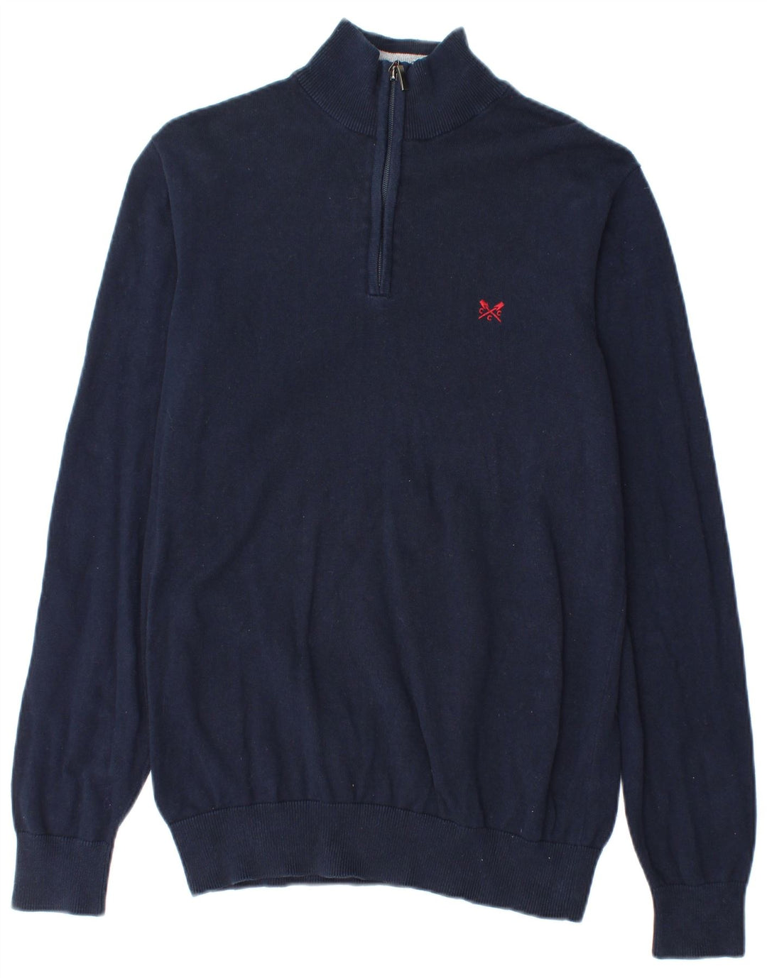 Crew Clothing Herren-Pullover mit Reißverschluss am Hals, mittlere marineblaue Baumwolle