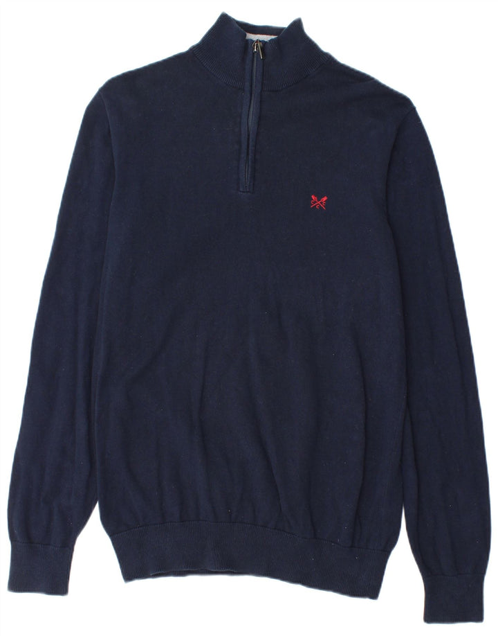 Crew Clothing Herren-Pullover mit Reißverschluss am Hals, mittlere marineblaue Baumwolle