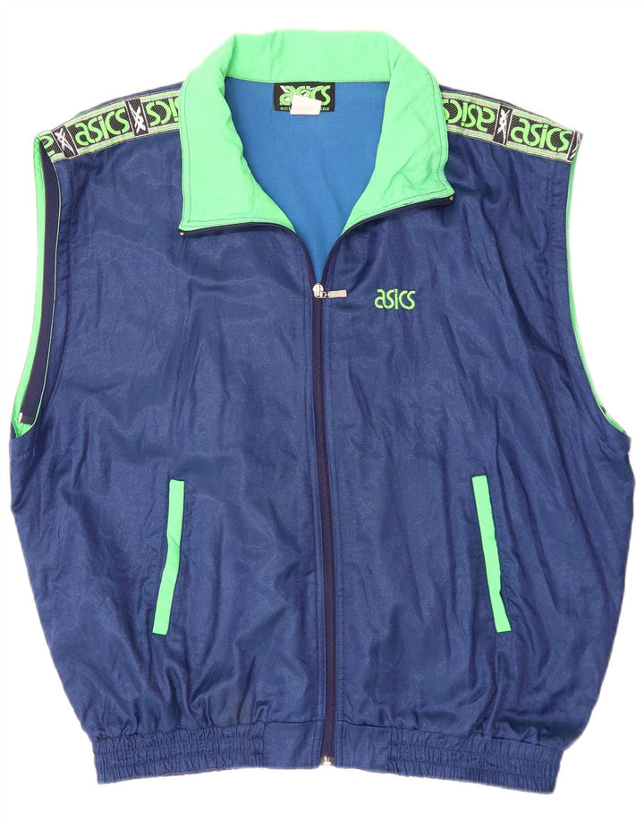 ASICS Herren-Trainingsanzug mit grafischem Oberteil, IT 54 XL, Blau, Farbblock