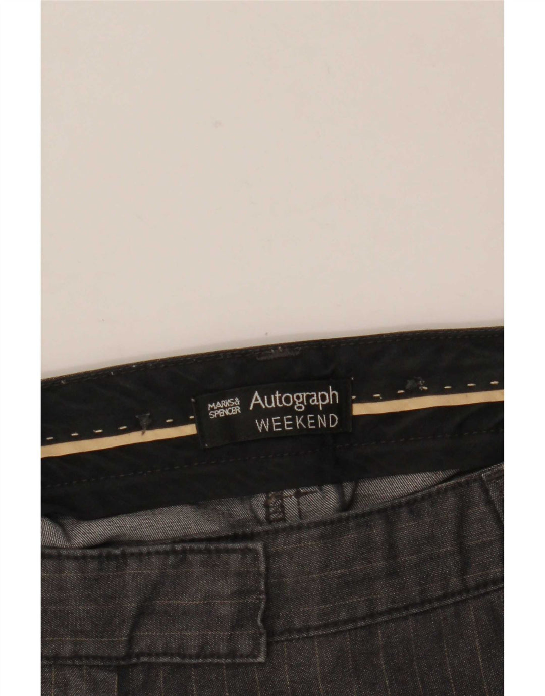 Marks & Spencer Damen Autograph Chinohose W31 L30 Grauer Nadelstreifen