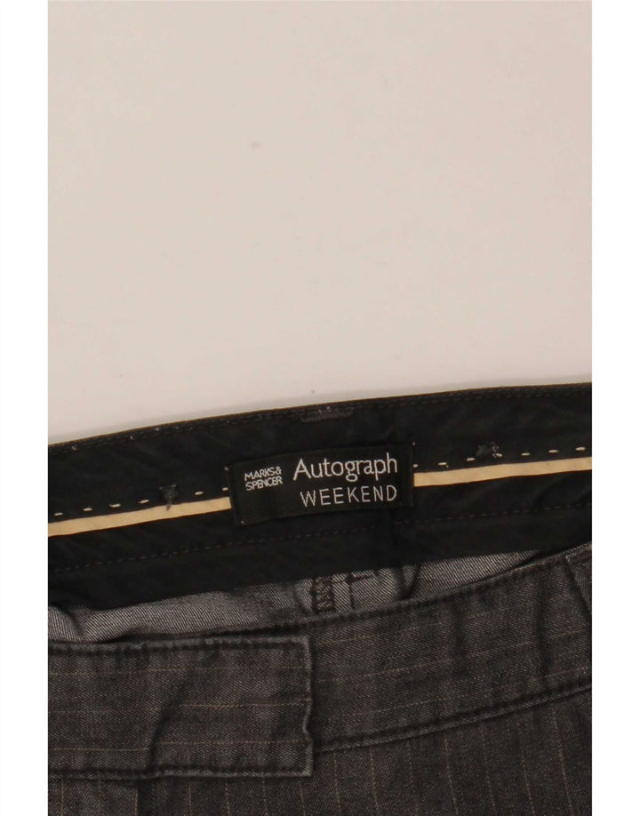 Marks & Spencer Damen Autograph Chinohose W31 L30 Grauer Nadelstreifen