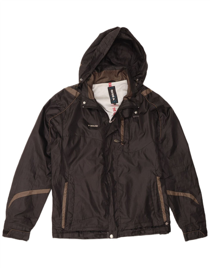 Brugi Herren-Regenjacke mit Kapuze, UK 38, Mittelschwarz, Colourblock-Polyester