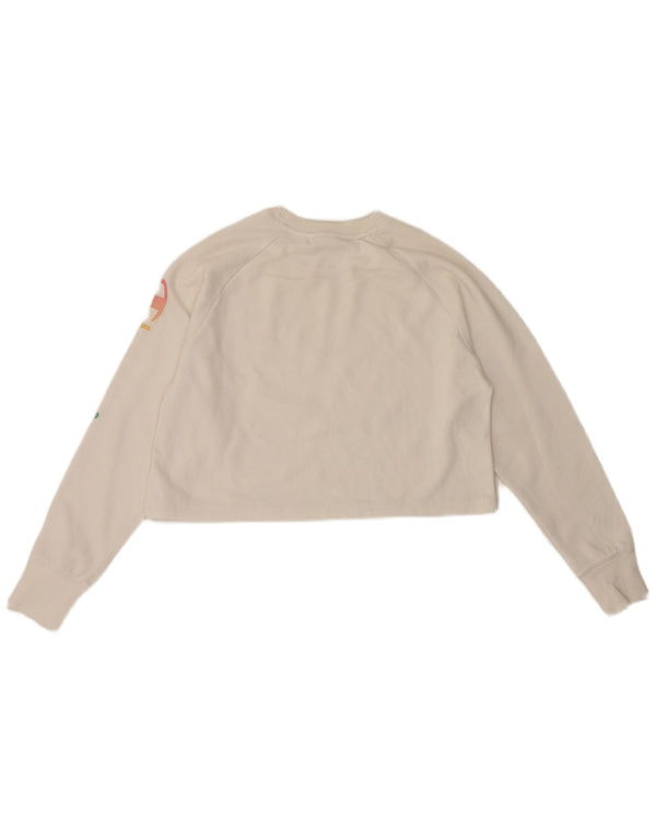 Champion Damen Übergroßes Crop Graphic Top Langarm UK 10 Small Weiß