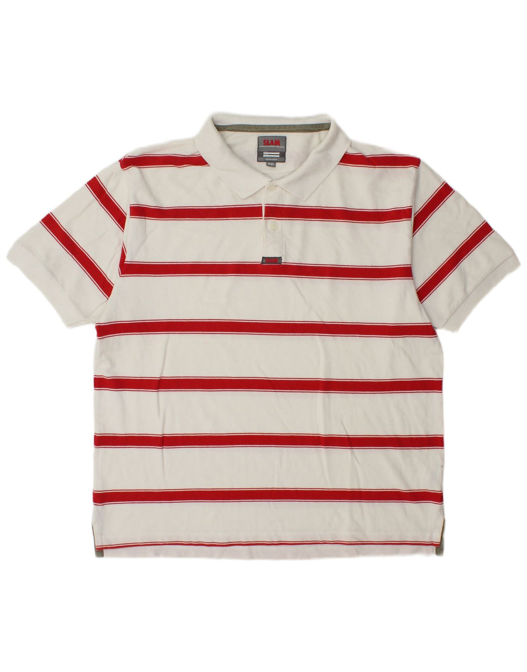 Slam Herren Poloshirt 2XL weiß gestreift aus Baumwolle