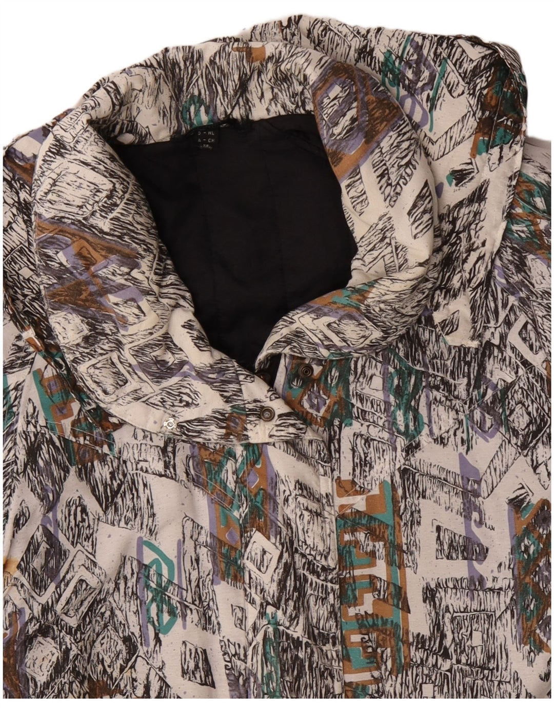 VINTAGE Damen Windjacke Mantel UK 10 Klein Mehrfarbig Geometrisch