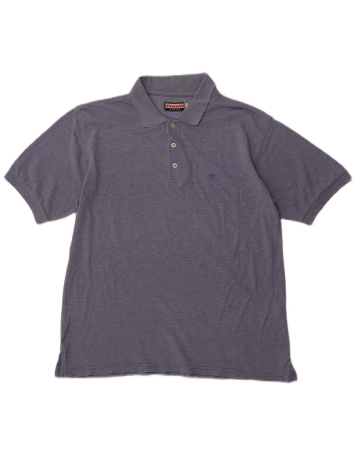 INVICTA Herren-Poloshirt, mittelgroß, marineblau gesprenkelte Baumwolle