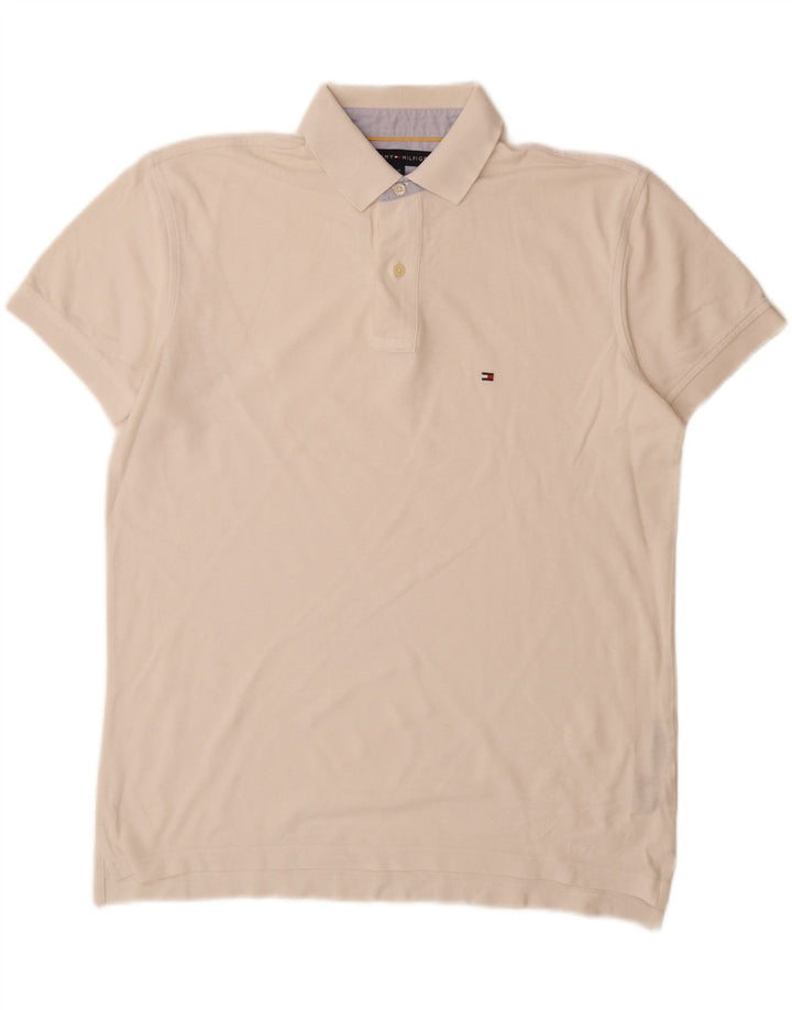 Tommy Hilfiger Herren-Poloshirt, mittelweiße Baumwolle