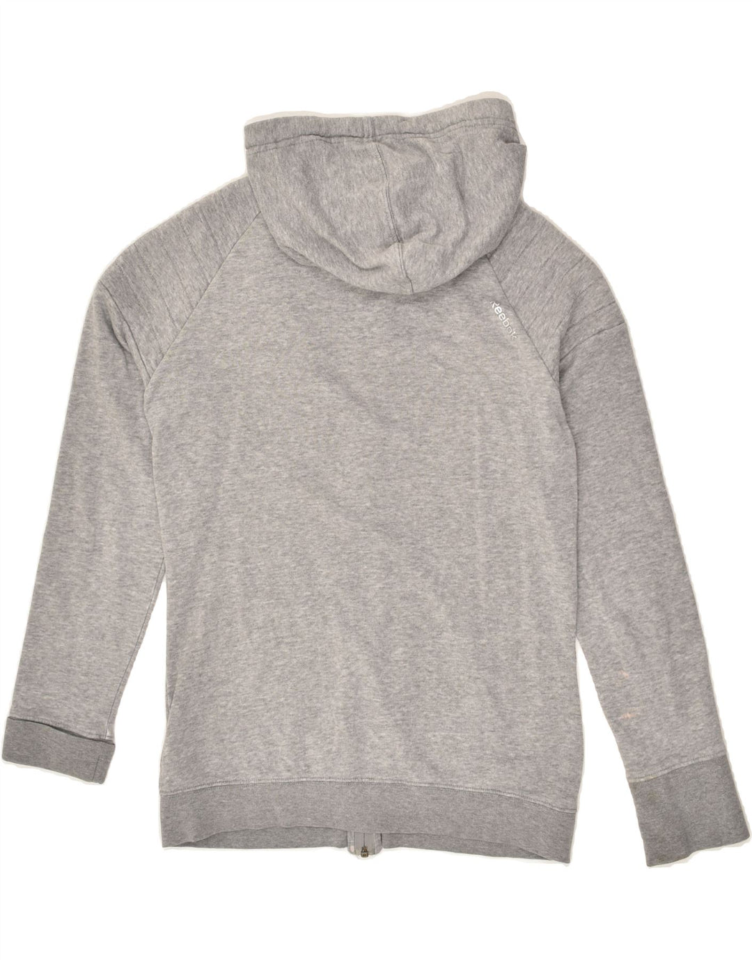 REEBOK Womens Zip Hoodie Sweater UK 14 Medium Grey Cotton | Vintage Reebok | Thrift | Second-Hand Reebok | Used Clothing | Messina Hembry 