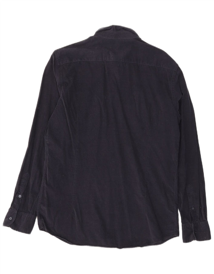Massimo Dutti Herren-Cordhemd, große marineblaue Baumwolle