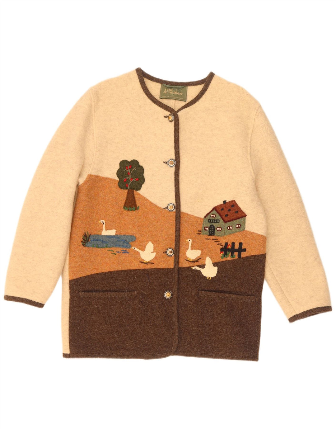 Sigi Scheiber Damen Übergroßer Cardigan-Pullover EU 36 Small Beige