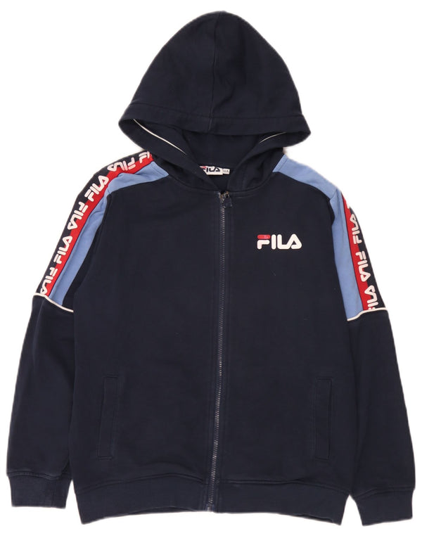 Fila Kapuzenpullover mit grafischem Reißverschluss für Jungen, 11–12 Jahre, Marineblau, Farbblock