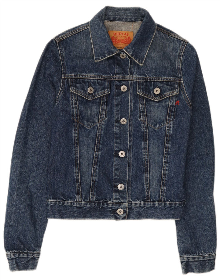 Replay Damen Jeansjacke UK 6 XS Blaue Baumwolle