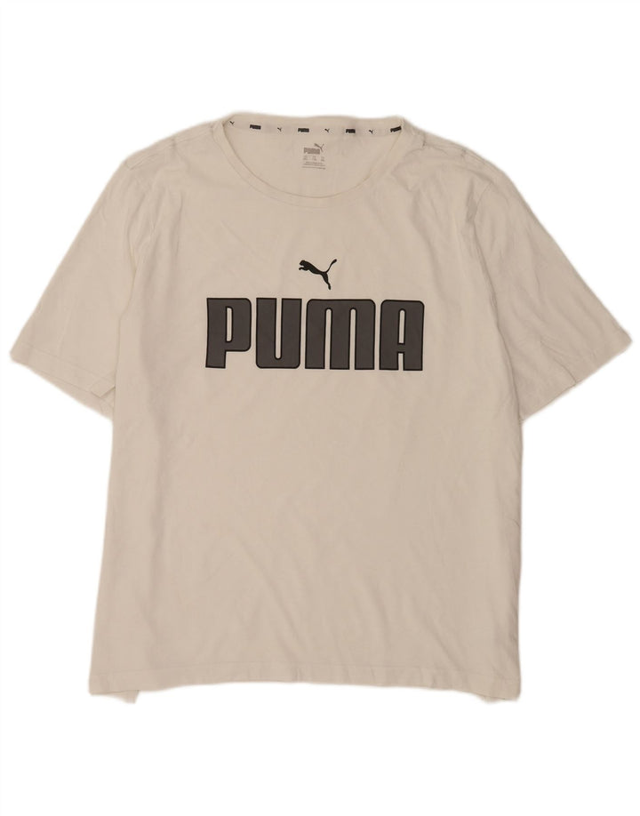 Puma Herren Grafik T-Shirt Top 2XL Weiße Baumwolle