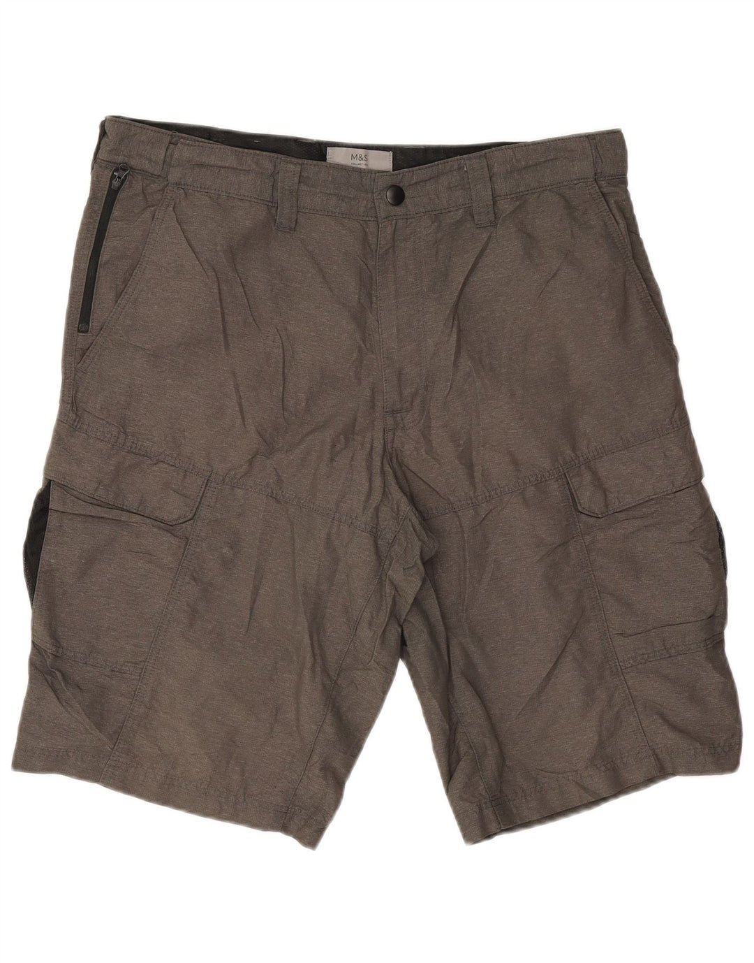 Marks & Spencer Herren Cargoshorts W34 Large Grau Polyamid