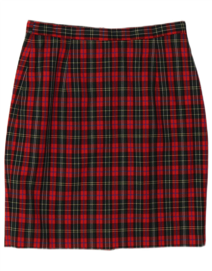 Vintage Damen Bleistiftrock IT 44 Medium W28 Rot karierte Schurwolle