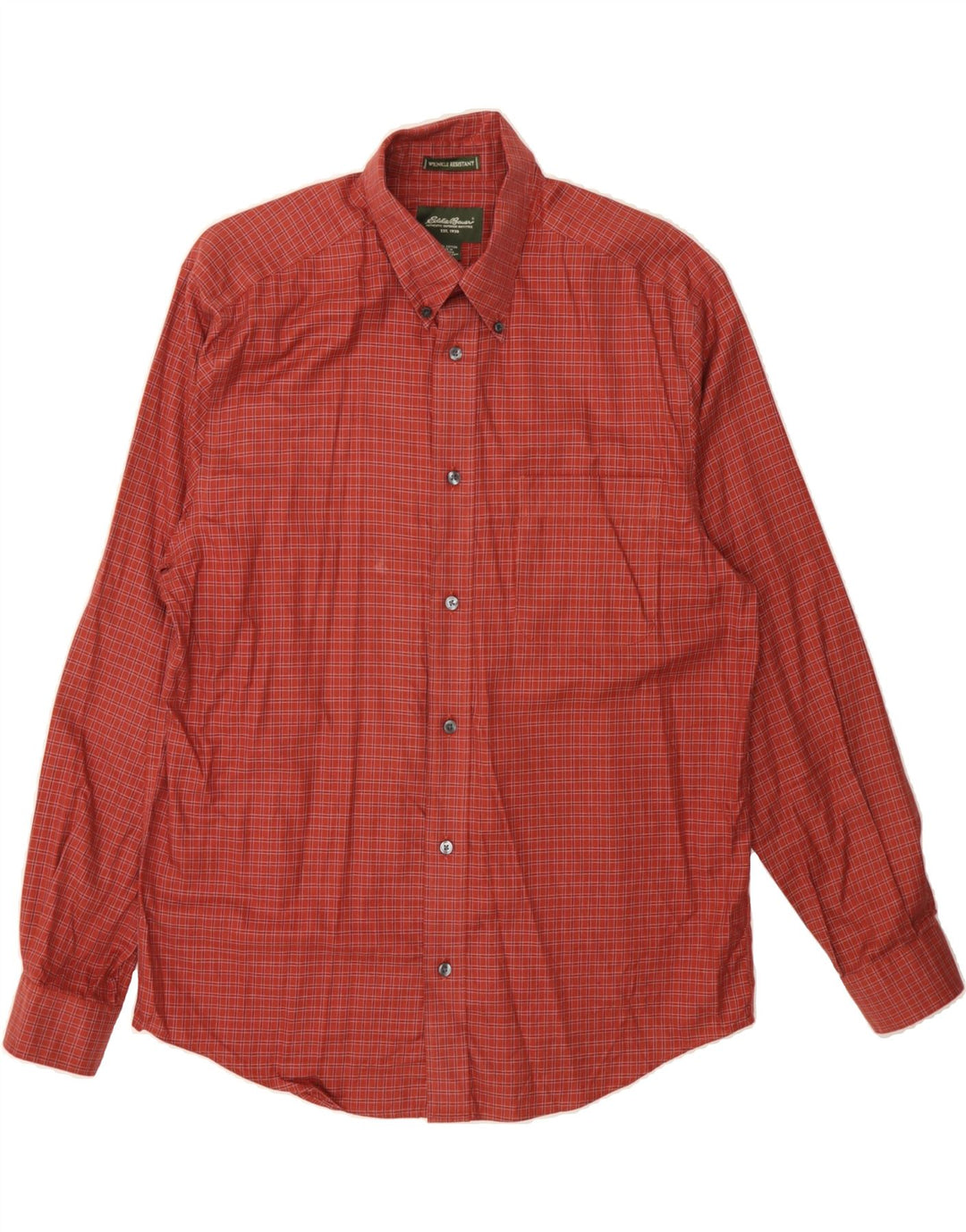 EDDIE BAUER Mens Wrinkle Resistant Shirt Medium Red Check Cotton Vintage Eddie Bauer and Second-Hand Eddie Bauer from Messina Hembry 