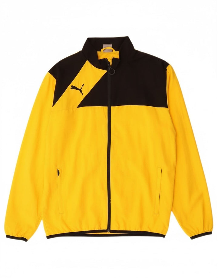 Puma Herren-Trainingsanzugoberjacke aus mittelgelbem Colourblock-Polyester