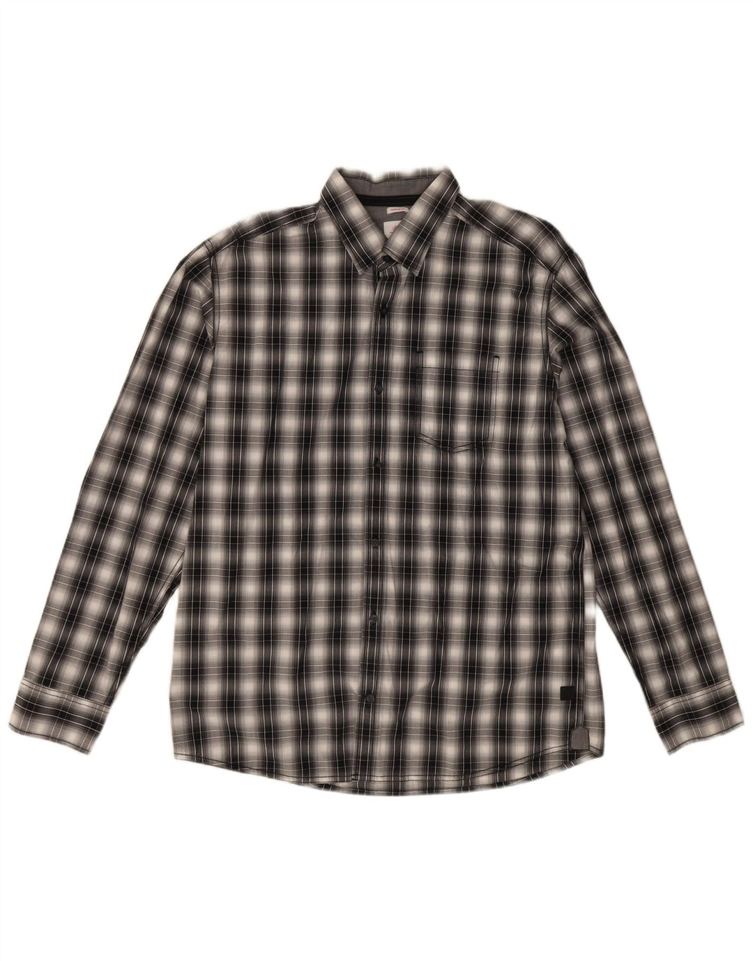 S.Oliver Herren-Hemd mit normaler Passform, groß, schwarz, kariert, Baumwolle