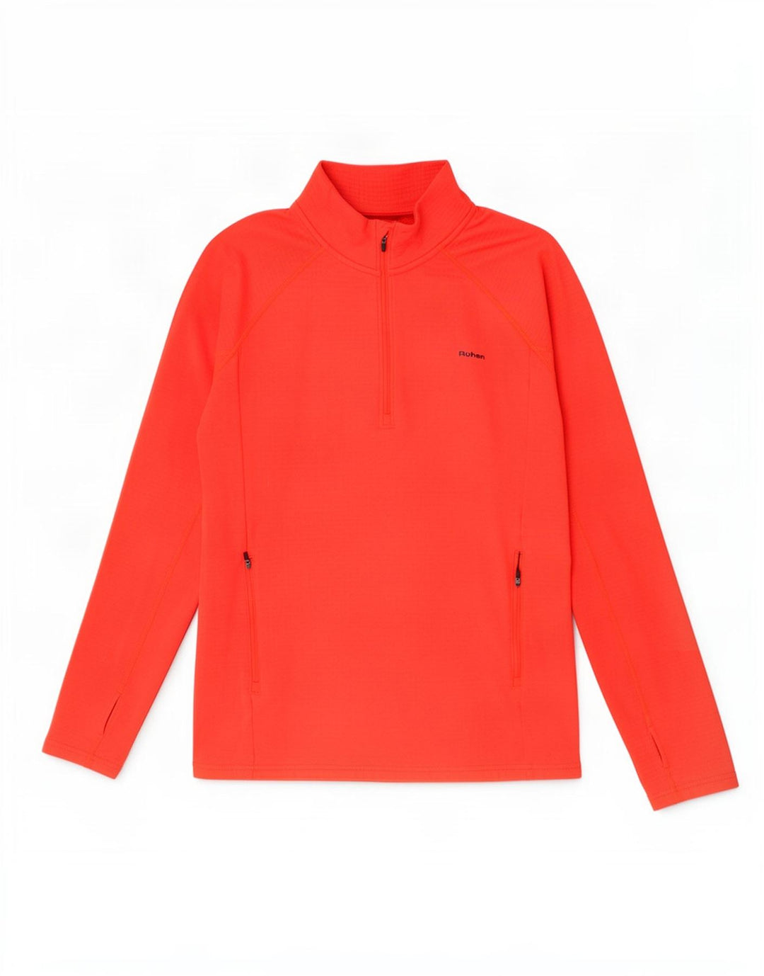 Rohan Herren-Pullover-Trainingsanzugoberteil mit Reißverschluss am Hals, großes rotes Polyester