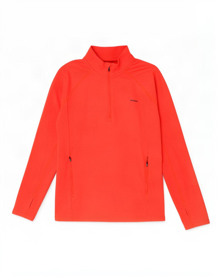 Rohan Herren-Pullover-Trainingsanzugoberteil mit Reißverschluss am Hals, großes rotes Polyester
