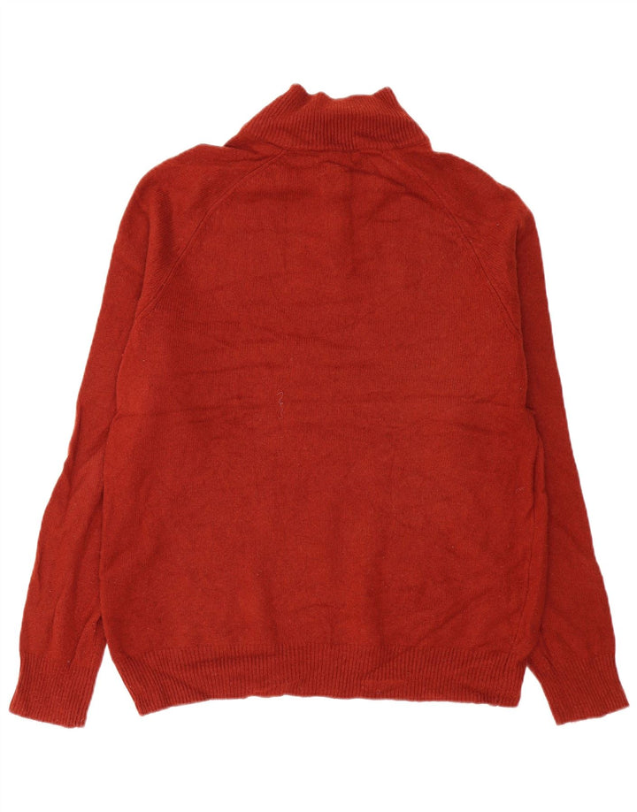 John Lewis Herren-Pullover mit Reißverschluss am Hals, XL, rote Lammwolle