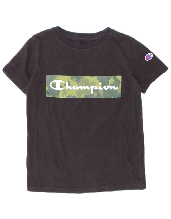 Champion T-Shirt mit Grafik für Jungen, 4–5 Jahre, schwarze Baumwolle