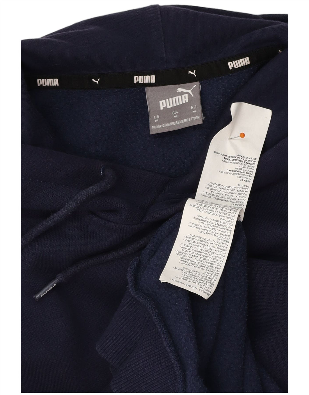 PUMA Mens Hoodie Jumper Medium Navy Blue Cotton