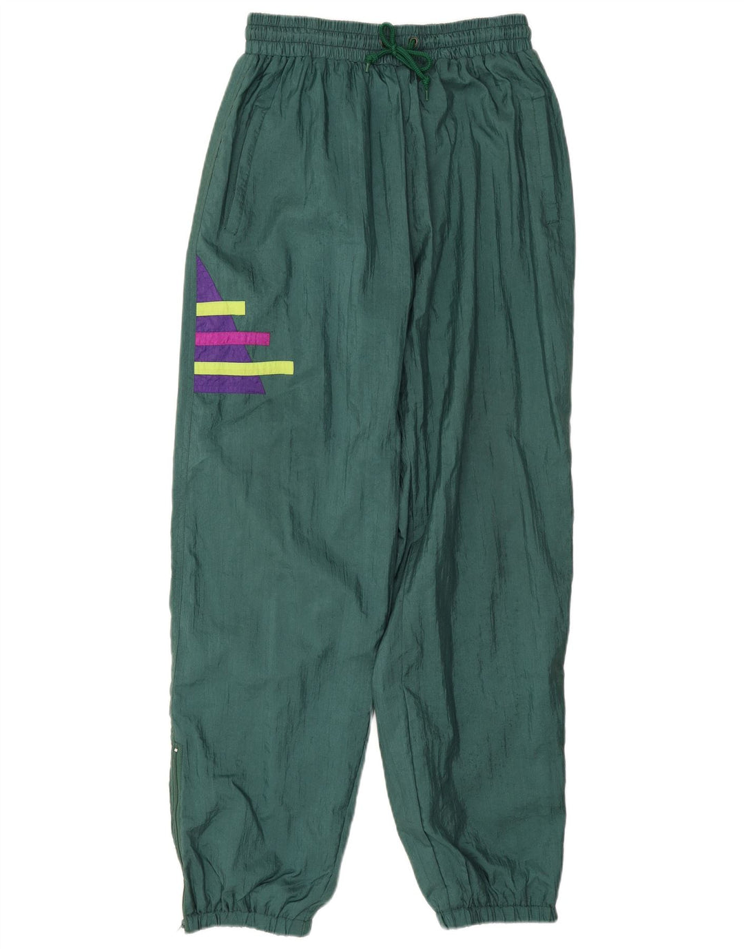 Vintage Herren-Trainingshose, Jogginghose, groß, grün, geometrisch, Polyamid