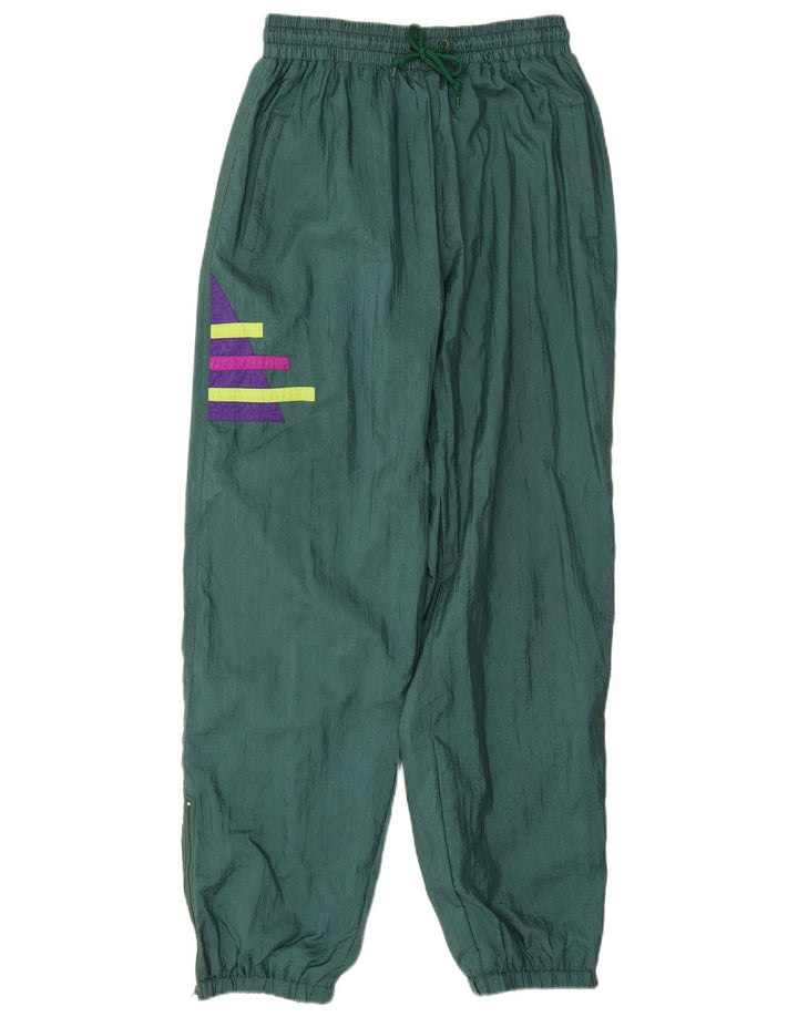 Vintage Herren-Trainingshose, Jogginghose, groß, grün, geometrisch, Polyamid