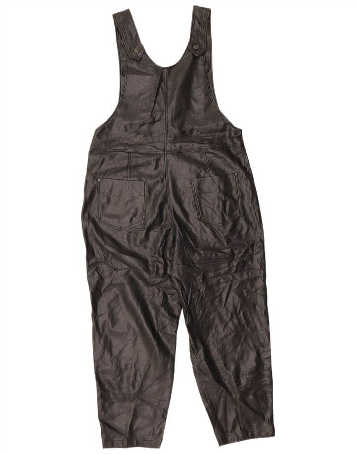 Zara Damen-Overall aus Kunstleder, ärmellos, Größe 44, mittelschwarz, Polyester