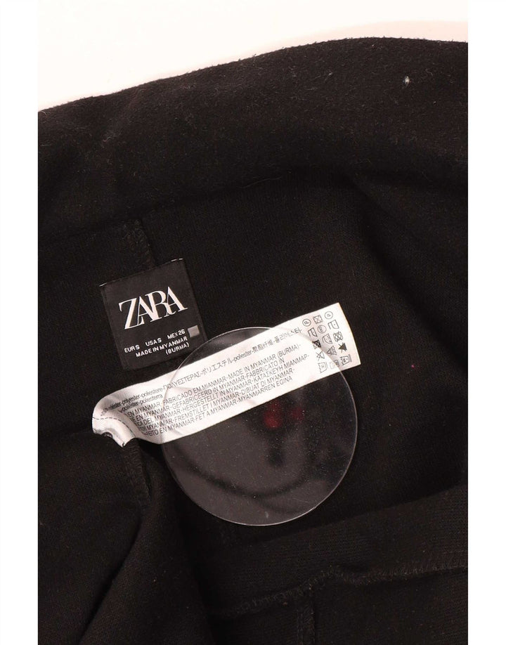 Zara Womens Open Overcoat UK 10 Small Schwarz Polyester